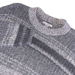 American Eagle Woman's Oversized Gray Striped Knit Sweater Cozy Pullover Size XS